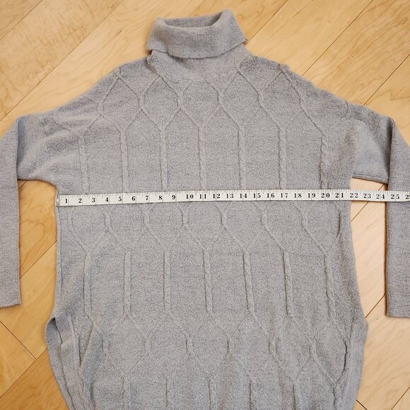 Grey Knit Long Sweater Turtleneck One Size Fits All Washable Winter - Picture 10 of 15